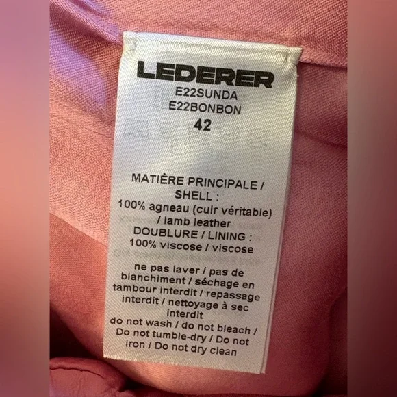 LEDERER Pink RARE Lamb Leather ShortsSize 42Made in IndiaLuxe Editon 10